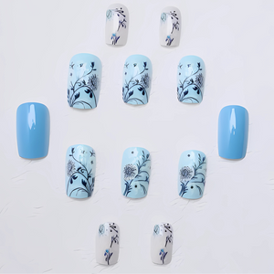 Blue Flowers - Press-On Nails (24PCS)