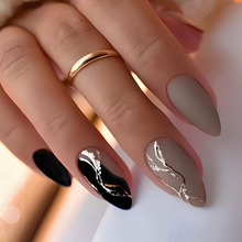 Black Gold Ripple - Press-On Nails (24PCS)