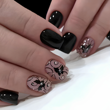 Black and Nude Butterfly Swirl - Press-On Nails (24PCS)