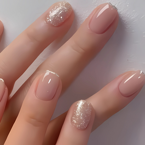 Pink & Nude Elegant Glitter French - Press-On Nails (24PCS)
