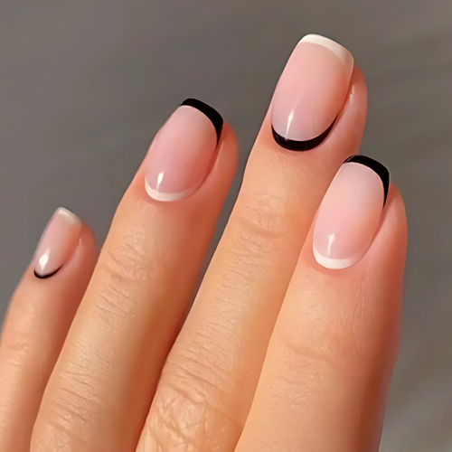 Black and White Geometric French - Press-On Nails (24PCS)