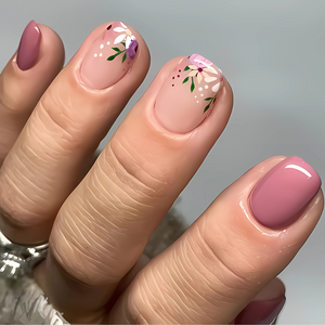 Vintage Floral Short Square - Press-On Nails (24PCS)