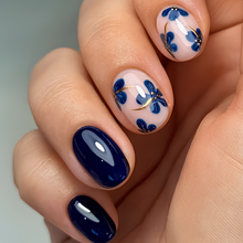 Navy Blue with Flowers - Press-On Nails (24PCS)