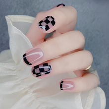 Nude and Black Checkboard Square - Press-On Nails (24PCS) 