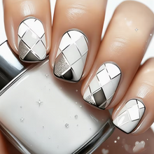 Geometric Elegant Silver and Grey - Press-On Nails (24PCS)